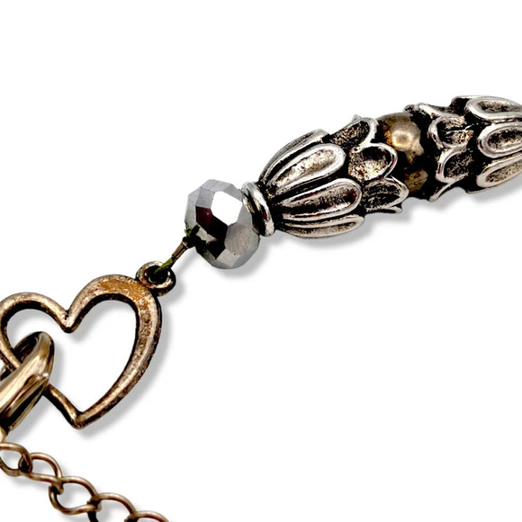 22" Pink Wedding Cake Embossed Enamel Beaded Statement Necklace Watermelon Beads - Picture 4 of 12